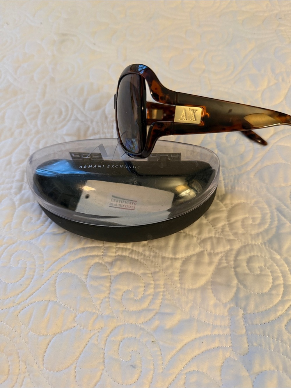 Armani Exchange Tortoiseshell Sunglasses with Gold AX Accent